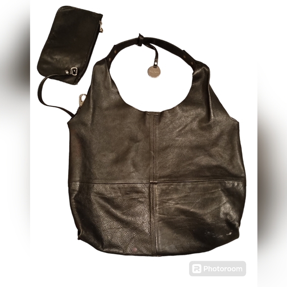 Pulicati Butter Soft Black Italian Leather Hobo Bag Logo Charm attached … - Picture 1 of 7